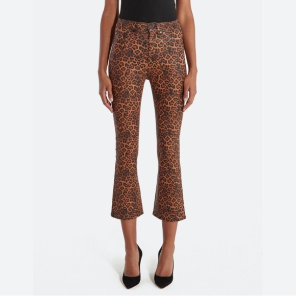 NWT- 7 For All Mankind High Waist Slim Kick Coated Leopard Print Jeans Size: 23 - Picture 2 of 11